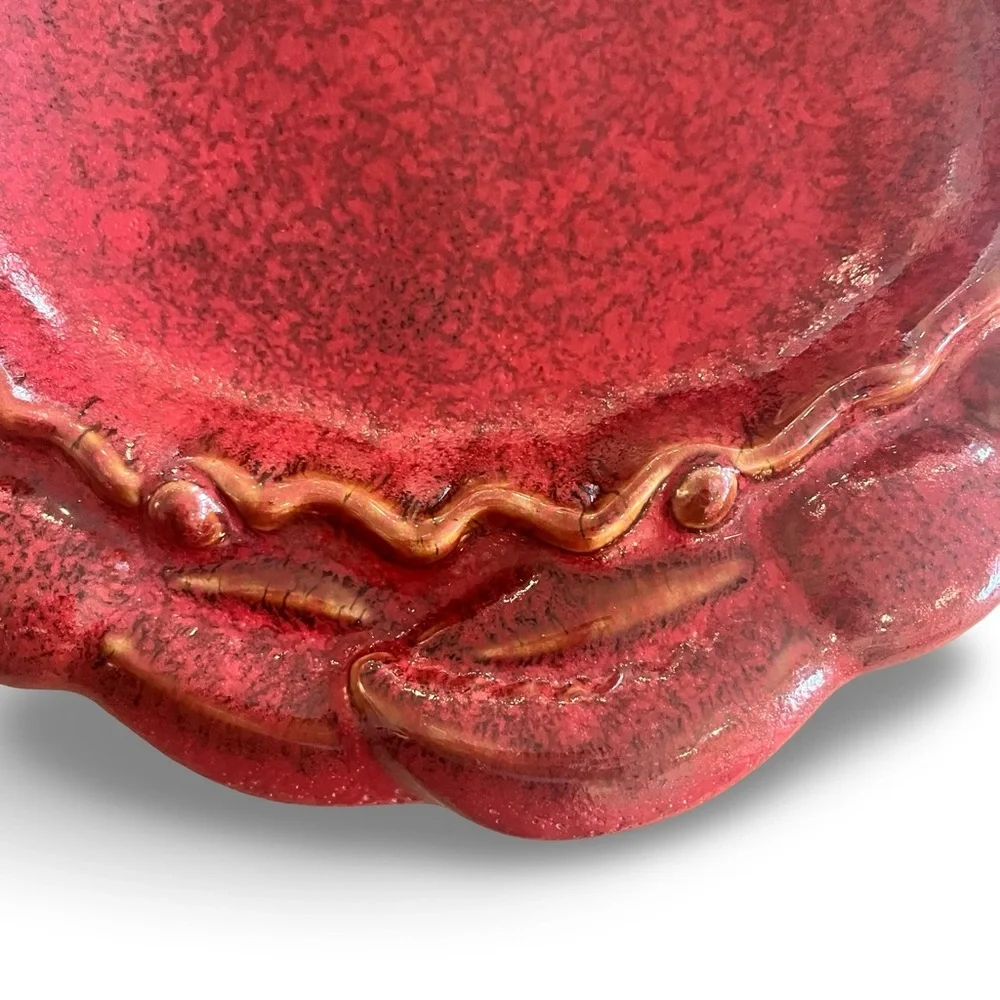 Red Ceramic Crab Shaped Serving Platter